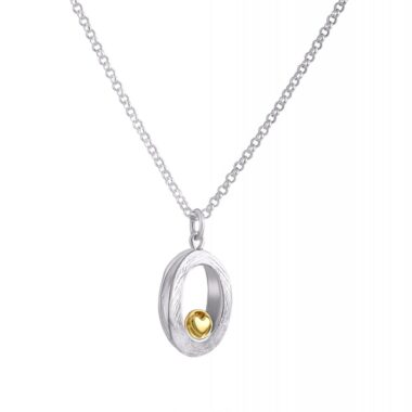 Love Heart Necklace. Handmade Silver Necklace with Gold Heart, by Garrett Mallon