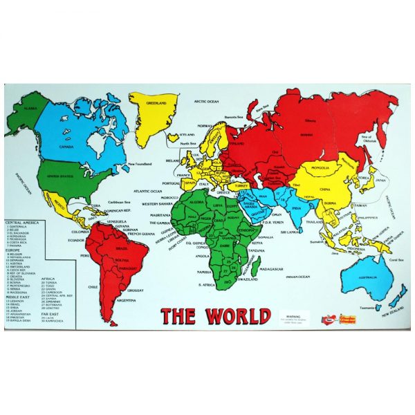 Map of the World Wooden Jigsaw made in Ireland