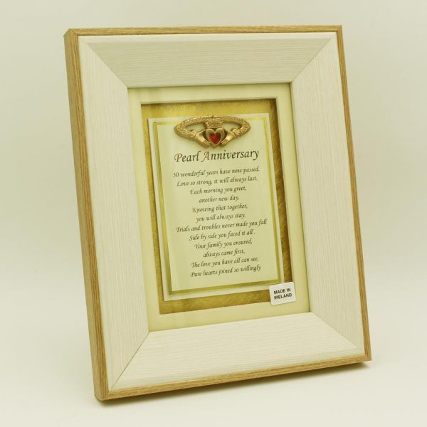 Pearl Anniversary Poem in a lovely wooden frame, pearl wedding anniversary gift made in Ireland