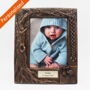 Personalised Bronze Baby Photo Frame, bronze frame by Druid Crafts, made in Ireland