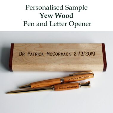 Yew Wood personalised pen and letter opener made in Ireland
