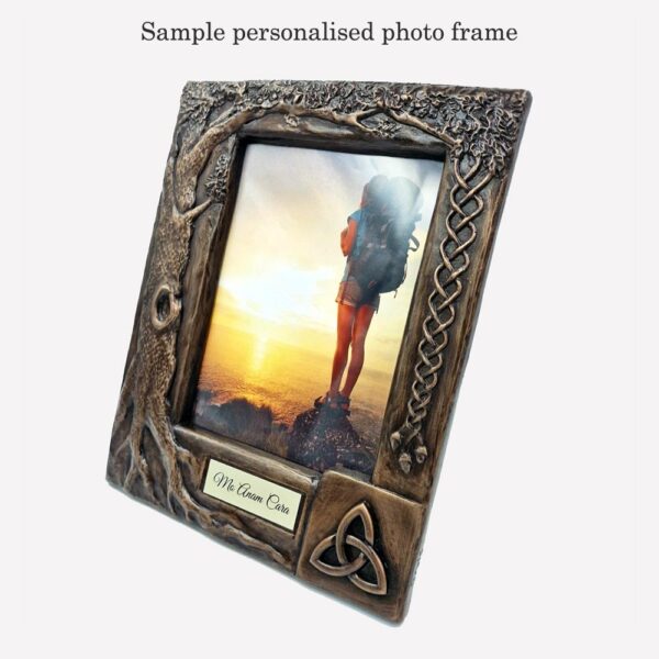 personalised photo frame with Celtic Trinity Knot, made in Ireland by Druid Crafts