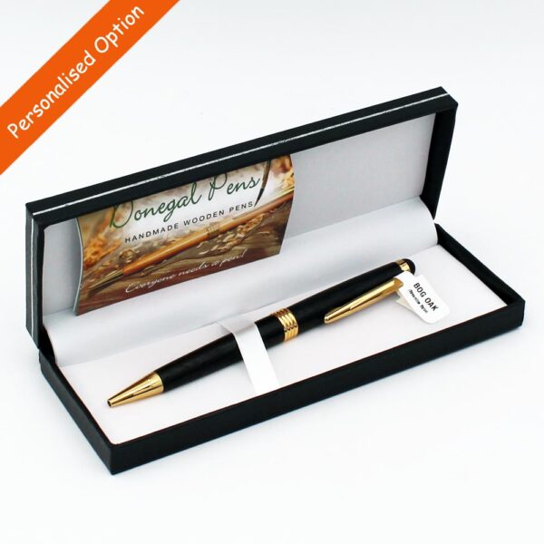 Bog Oak Wooden Stylus pen made in Ireland by Donegal Pens. Option to personalise the pen box