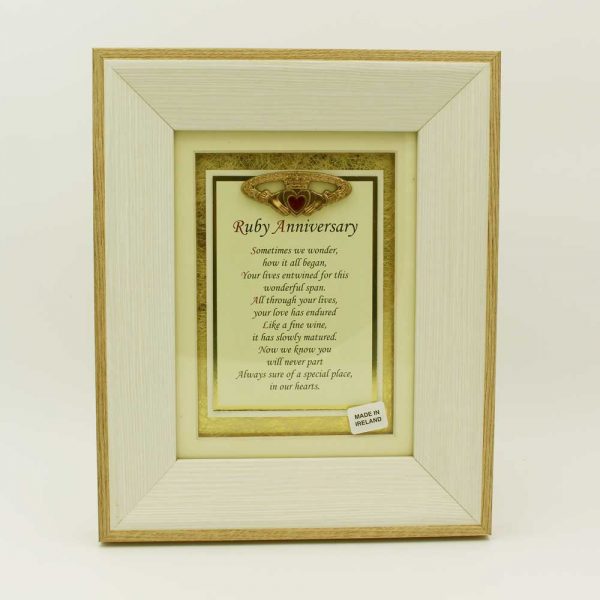 Ruby Anniversary Poem, sentimental poem in a wooden frame, 40th wedding anniversary gift