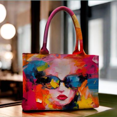 Fashion Beauty Tote Bag with colourful artwork. Heavy duty cotton canvas tote bag. Option to match with umbrella and travel pouch. Made in Ireland by Chic Tote