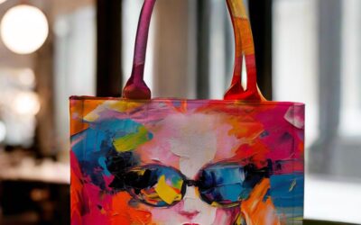 Fashion Beauty Tote Bag with colourful artwork. Heavy duty cotton canvas tote bag. By Chic Tote