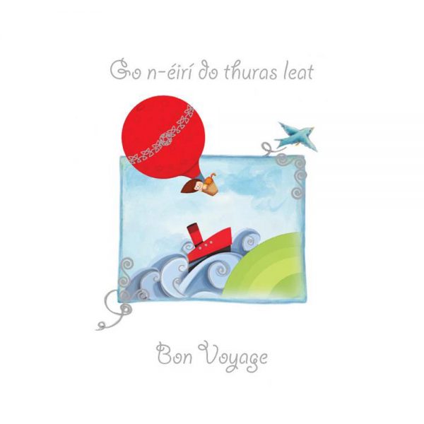 Bon Voyage Greeting Card with Irish and English text, made in Ireland