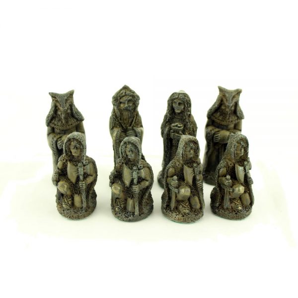 The dark pieces of the Celtic Legend Irish Chess Set