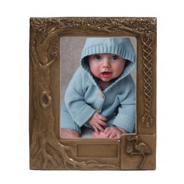 Personalised Bronze Baby Photo Frame, bronze frame by Druid Crafts, made in Ireland