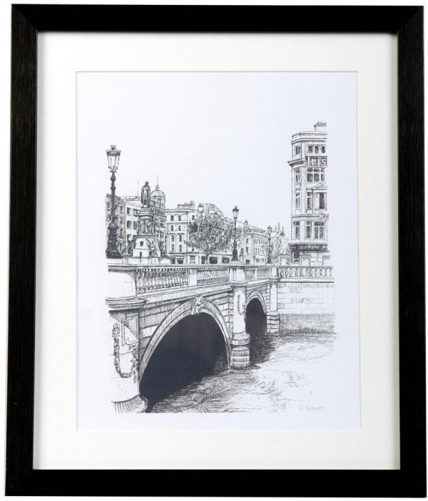 O'Connell Bridge Print, from original artwork by Fran Leavey, signed by the artist