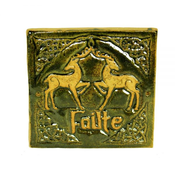 Celtic Deer Fáilte. A quality Fáilte tile made in Ireland