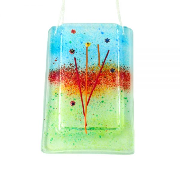 Fused Glass Hanging Vase, fused glass with wonderful colours, perfect for fresh or dried flowers, handmade in Ireland
