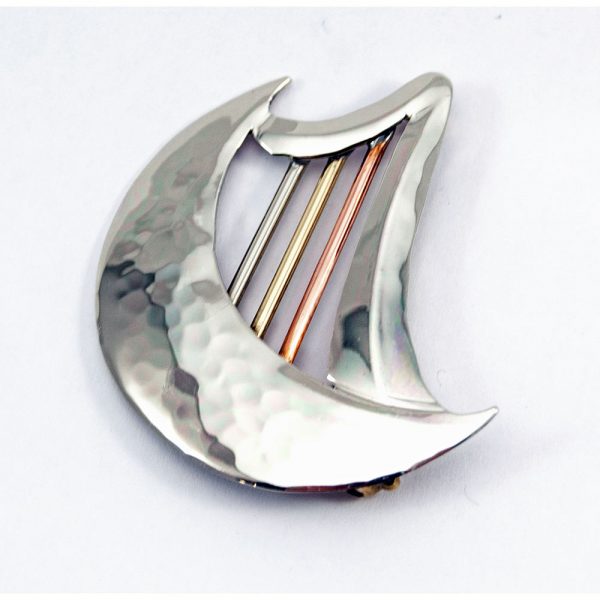 Half Moon Brooch, made from a mix of metals, copper, brass and alpaca silver, made in Ireland