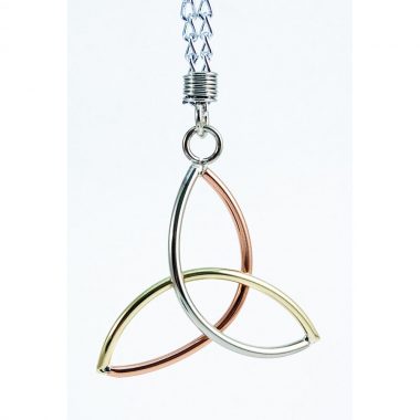 Trinity Knot Pendant handcrafted from copper, brass and alpaca silver, made in Ireland