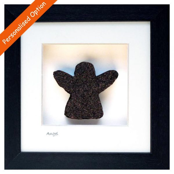 Angel shape cut from Irish Turf and framed, made in Ireland