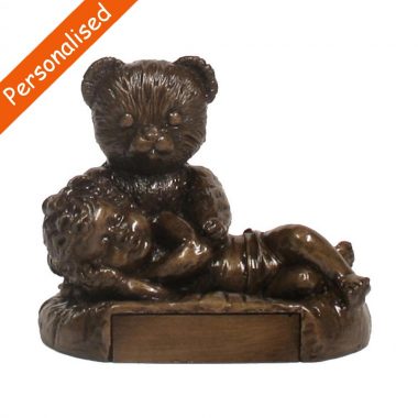 Christening bear and girl, lovely Christening Gift made in Ireland, bronze Baby keepsake