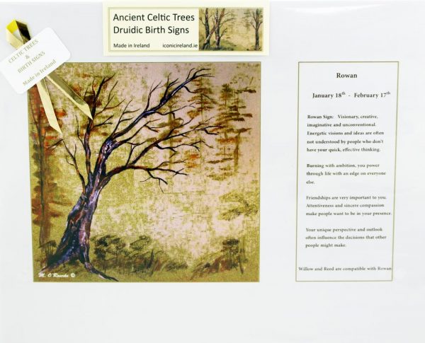 Druidic Birth Sign & Celtic Tree: Rowan Jan 18 - Feb 17. Perfect Celtic Birthday Gifts. Made in Ireland