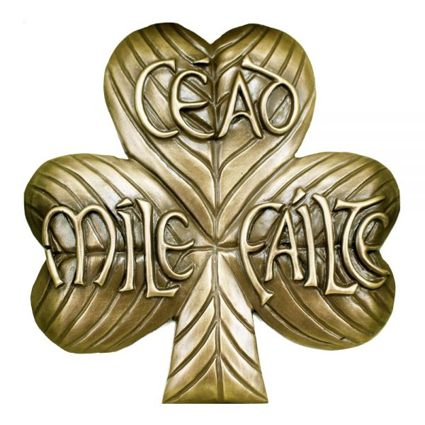 Shamrock Ceád Míle Fáilte, made in Ireland, cold cast bronze