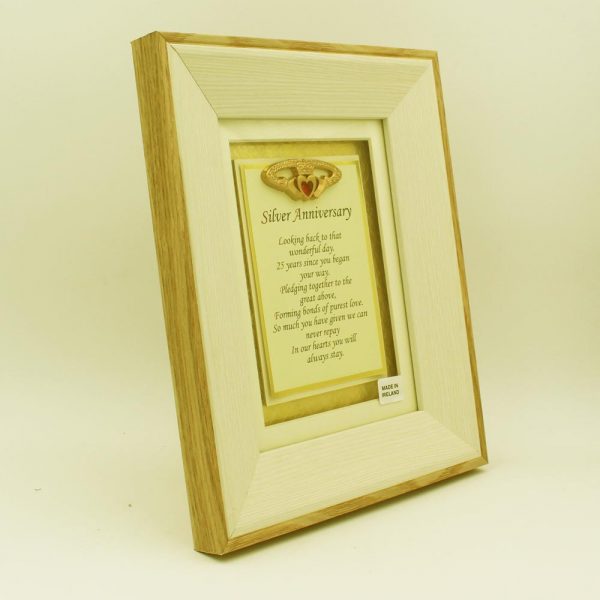 silver anniversary poem gifts Ireland, sentimental poem in a wooden frame, made in Ireland