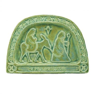 Sacred Journey Christmas Plaque, Joseph leads Mary on a Donkey, Christmas Blessings, handmade in Ireland by Callura Pottery