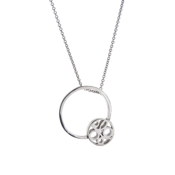 Flow Circle Necklace. handcrafted sterling silver circle pendant necklace, made in Ireland by Miriam Wade