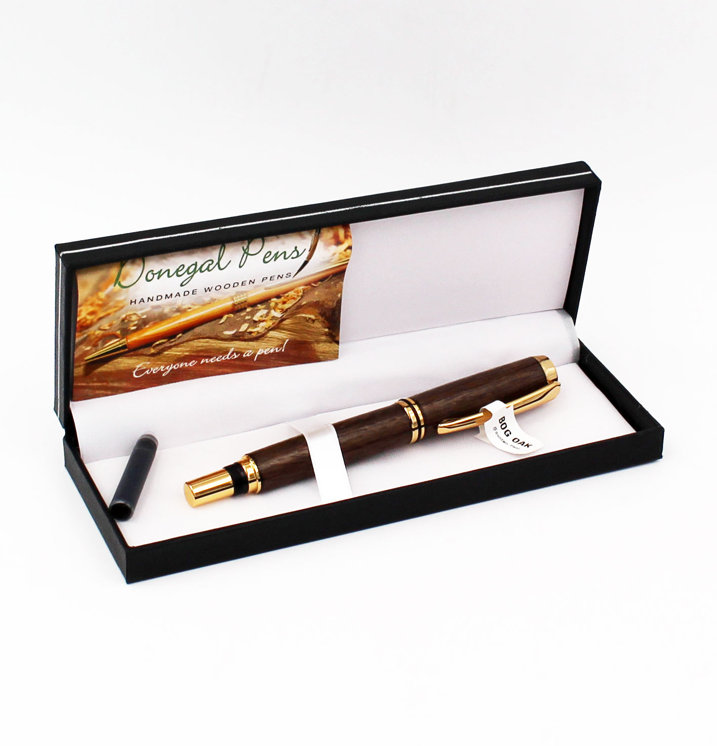 Handmade Irish Bog Oak pen in wooden box 