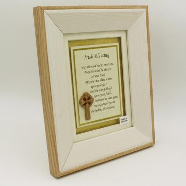 Irish Blessing May the Road Rise to meet you. with 3D Celtic Cross in a wooden frame