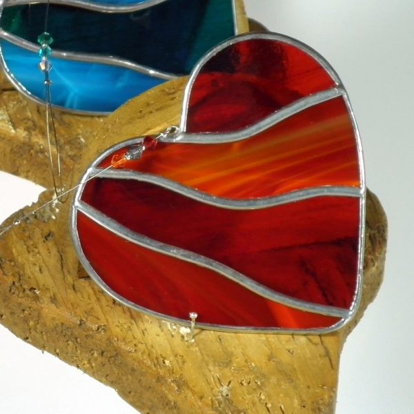 Red Heart glass ornament, handmade in Ireland