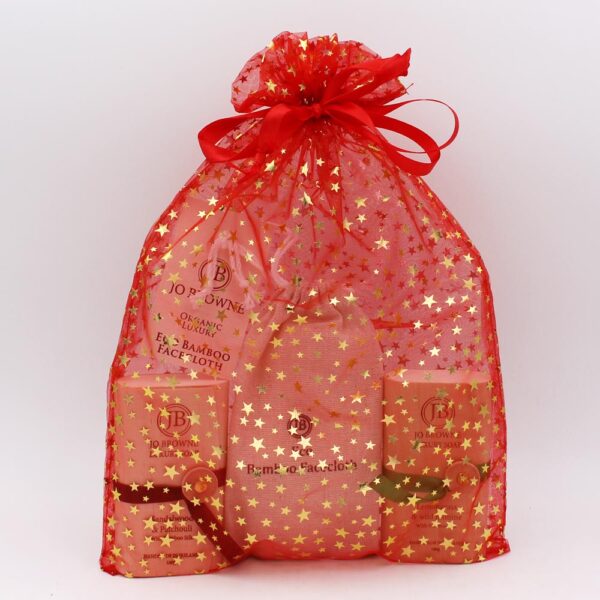 Jo Browne gifts in a red & golden star organza bag