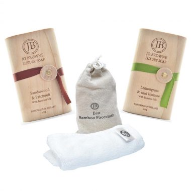 Luxury Soap Gift Set handmade by Jo Browne, Ireland, 2 soaps and a bamboo facecloth