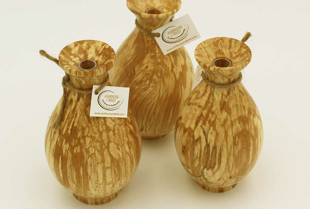 spalted beech bud vase, wooden gifts handmade in Ireland