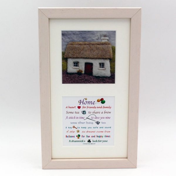 Home twin print, perfect housewarming gift, image of cottage and home poem, made in Ireland