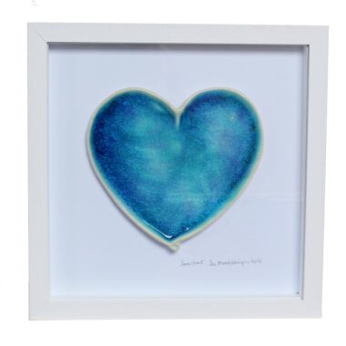 Love Heart, large ceramic heart in a white frame, designed and made in Ireland