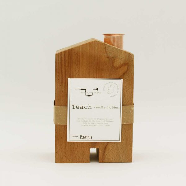 Candle Holder in the shape of a house, handcrafted from beech wood, made in Ireland