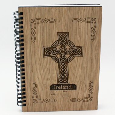 Sketch Pad with Celtic High Cross design laser engraved on the front cover. Hardwood front and back cover, made from Oak. Made in Ireland.