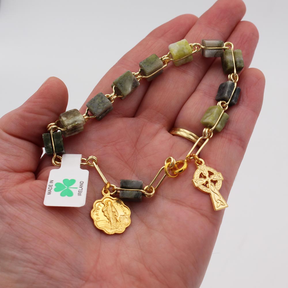 18ct Yellow Rose & White Gold Rosary Beads Bracelet | Cerrone