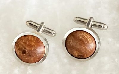 wooden cufflinks handmade in Ireland by Ambrose & Brid Woodturners