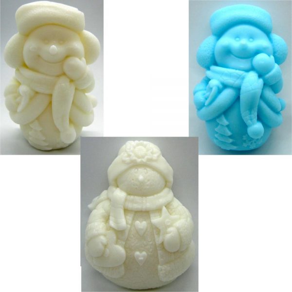 Beautiful snowman soap, handmade in Ireland from Donkey Milk, set of 3 soaps