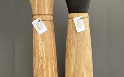 Wooden Salt and Pepper Mill Gift Set, hand-turned from Spalted Beech, made in Ireland