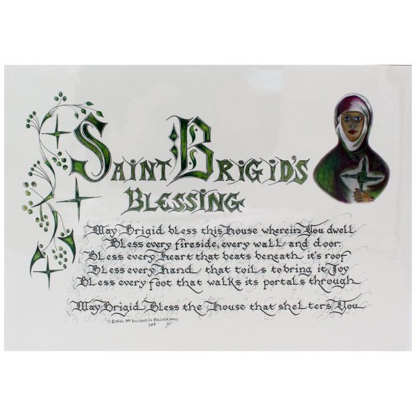Saint Brigid's Blessing for a home, mounted and ready to frame