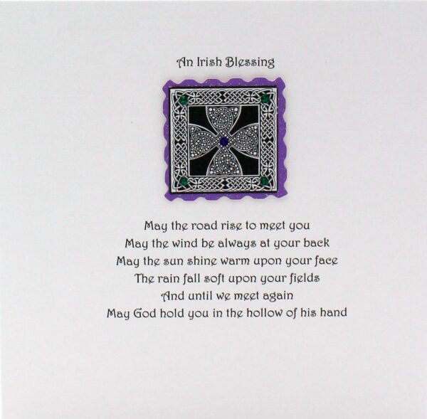 An Irish Blessing Card with the full verse of May the Road Rise to meet you, made in Ireland