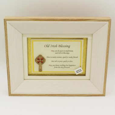 Old Irish Blessing with 3D Celtic Cross, print in wooden frame