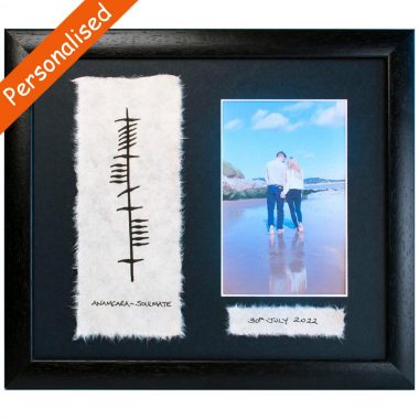 soulmate ogham photo frame, option to personalise, handpainted by Ogham Wishes