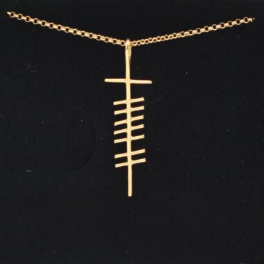 Love Ogham Gold Pendant, handmade in Ireland by Ogham Treasures