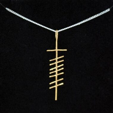 Love Ogham Gold Pendant with silver chain, handmade in Ireland by Ogham Treasures