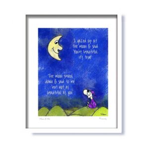 Moon and Me framed print, gifts for kids, signed by the artist, made in Ireland