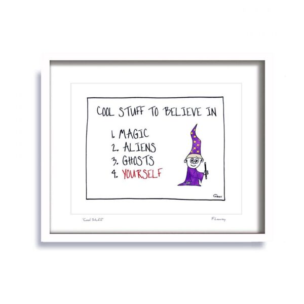 Wizard Cool Stuff framed print, gifts for boys and girls, made in Ireland, signed by the artist Fran Leavey