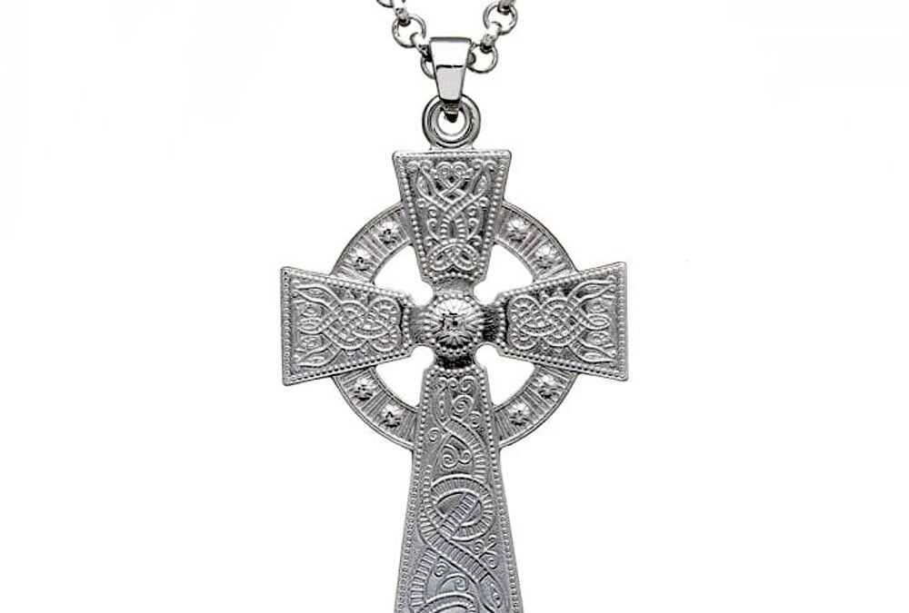 Silver Cross Necklace, Celtic Cross Necklace made in Ireland by Boru Jewelry