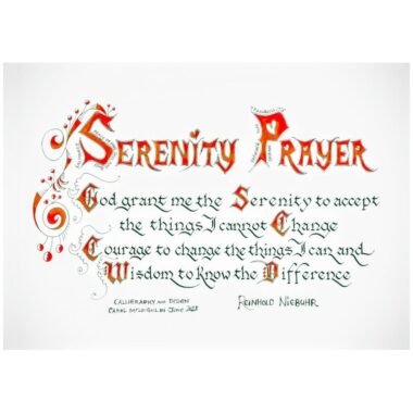 Serenity Prayer, god grant me the serenity, calligraphy print made in Ireland