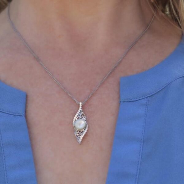Pearl Drop necklace, perfect for 30 year wedding anniversary gift, handmade in Ireland
